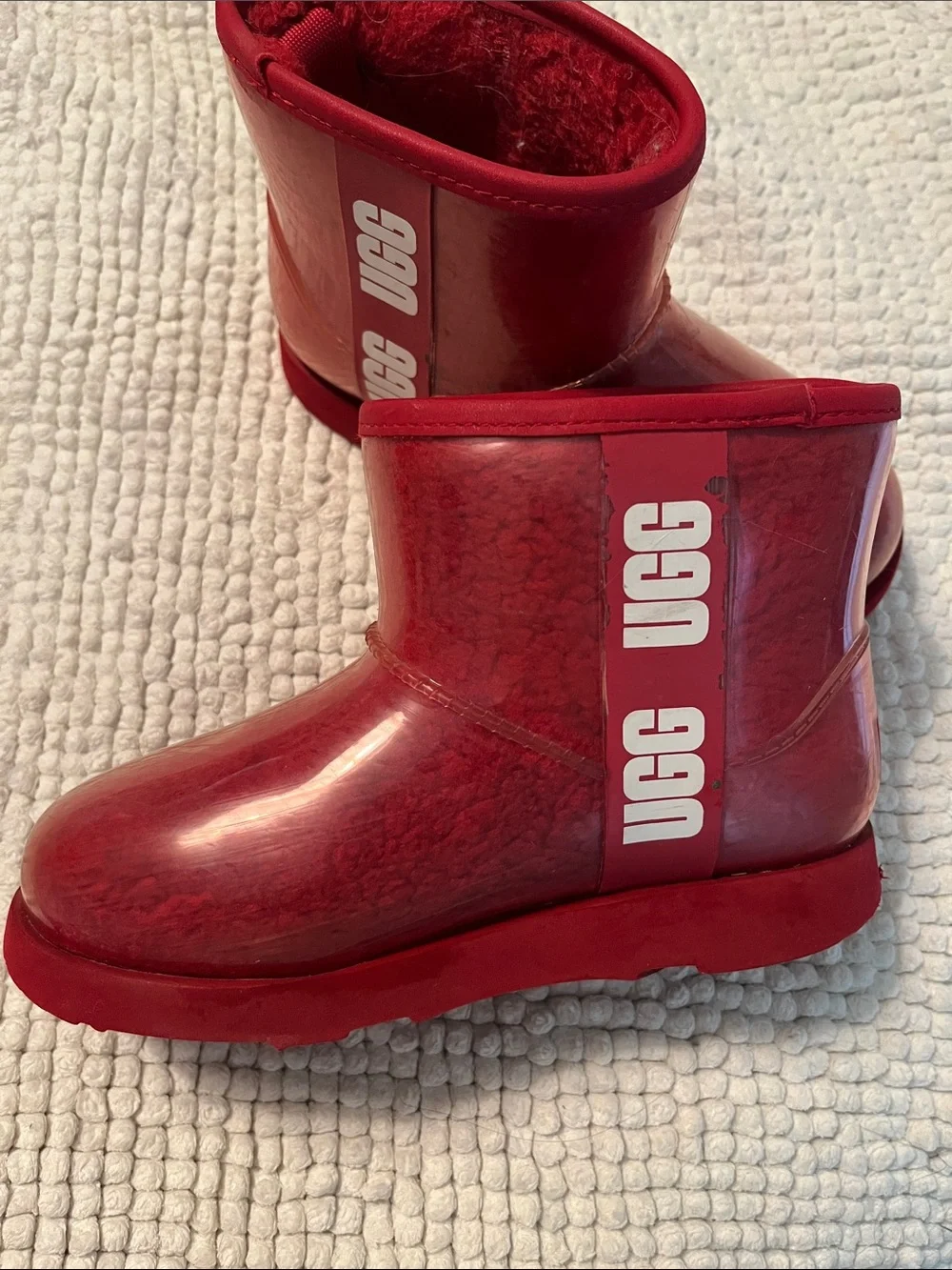 UGG Little Kids Red Waterproof Fleece Boots